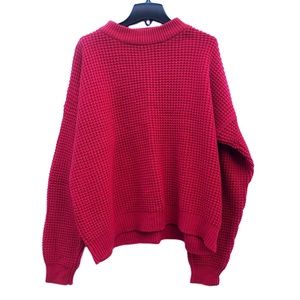 TBC Express True Vintage Pop Red Drop Shoulders Heavy Knit Casual Sweater EUC 2X